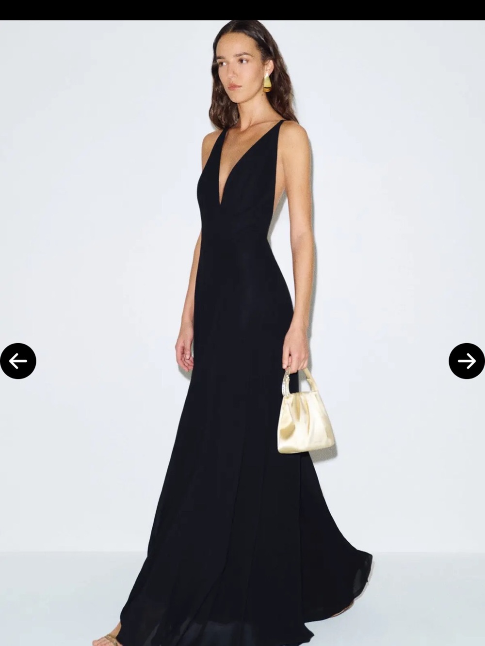 Reformation Silk Black Maxi Dress with Deep V